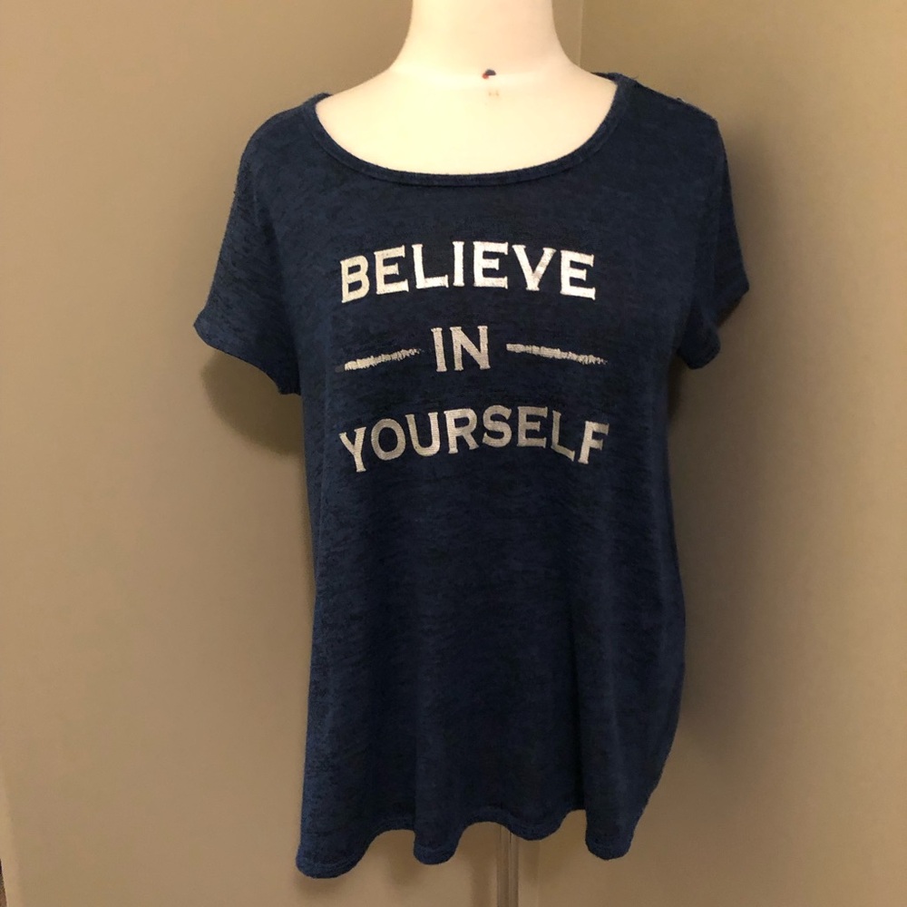 Large Graphic Tee Sweater Believe in Yourself.  Fits Large.